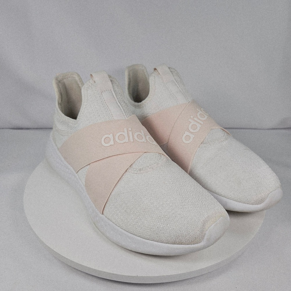 Adidas Puremotion Adapt Womens Sneakers Shoes White Pink Elastic Strap‎ Size 10